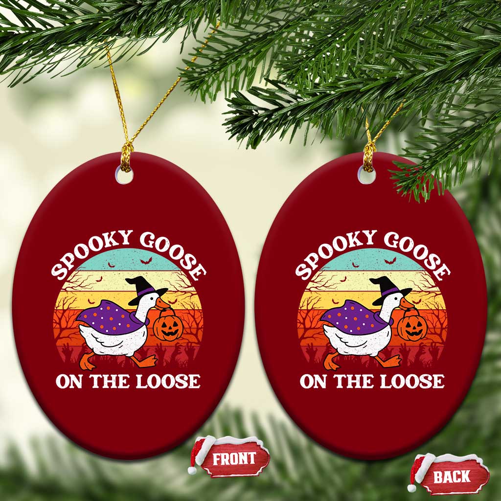 Witchy Silly Goose Ceramic Ornament Retro Girly Halloween Spooky Goose Lover TS10 Print Your Wear
