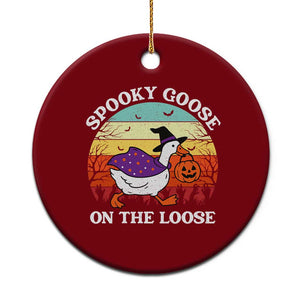 Witchy Silly Goose Ceramic Ornament Retro Girly Halloween Spooky Goose Lover TS10 1pc Red Print Your Wear