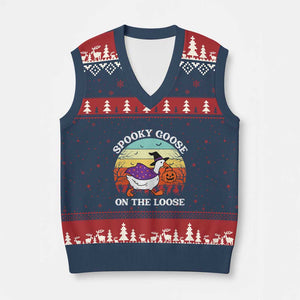 Witchy Silly Goose V-Neck Knit Sweater Vest Retro Girly Halloween Spooky Goose Lover TS10 Navy Red Print Your Wear