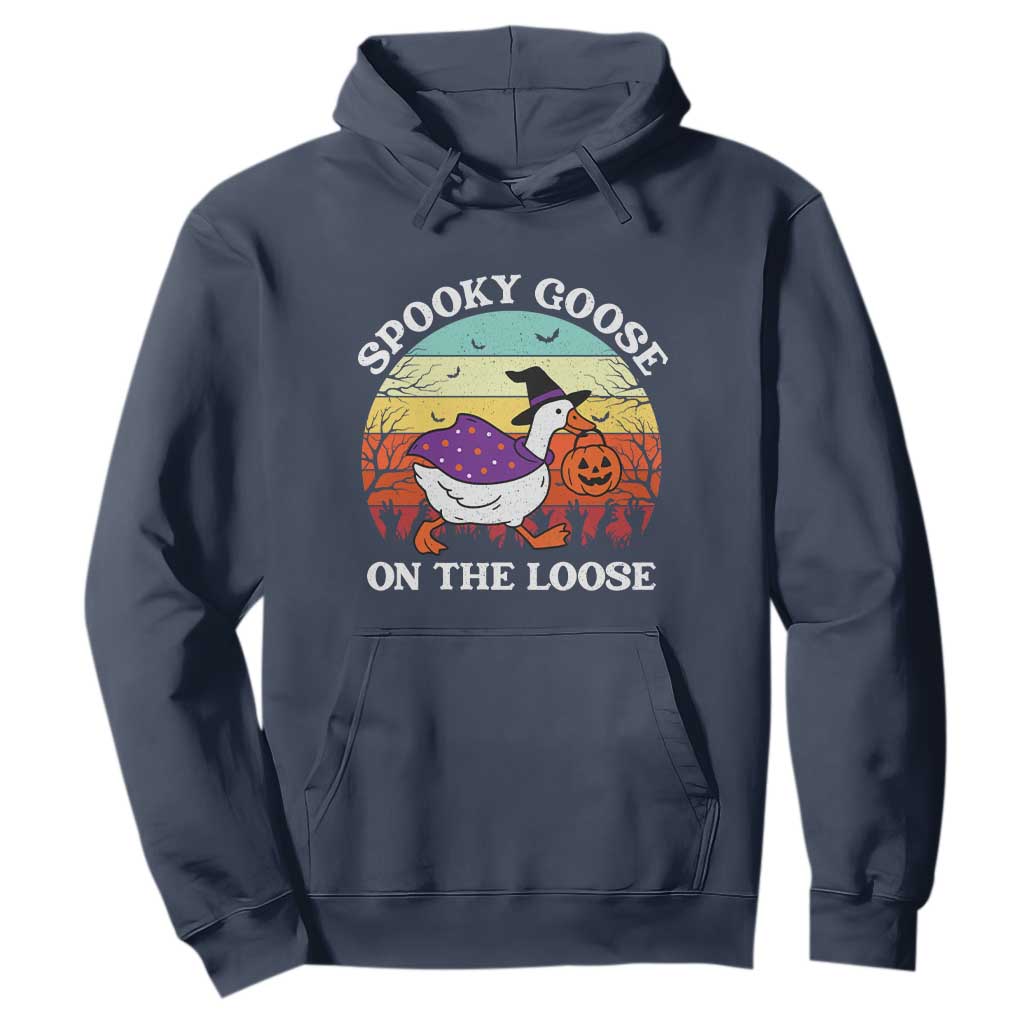 Witchy Silly Goose Hoodie Retro Girly Halloween Spooky Goose Lover TS10 Navy Print Your Wear