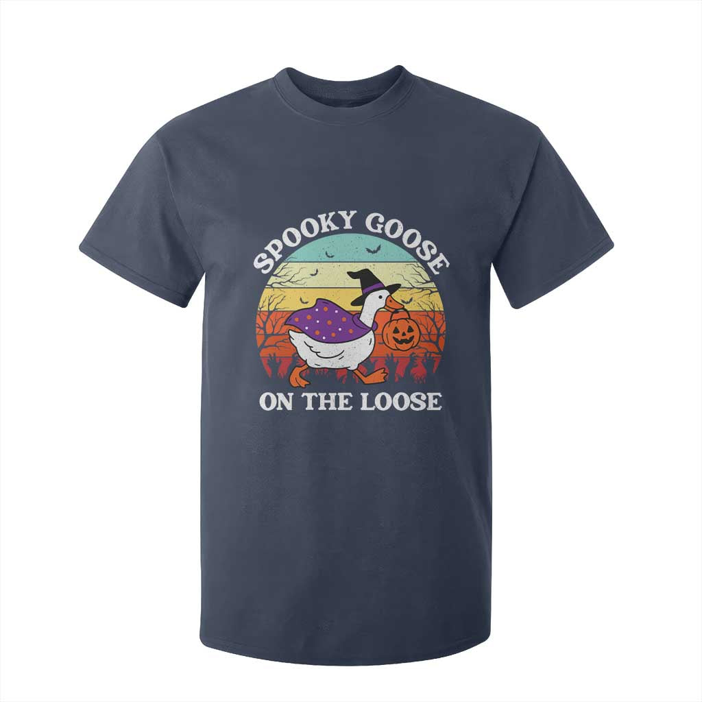 Witchy Silly Goose T Shirt For Kid Retro Girly Halloween Spooky Goose Lover TS10 Navy Print Your Wear