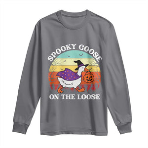 Witchy Silly Goose Long Sleeve Shirt Retro Girly Halloween Spooky Goose Lover TS10 Charcoal Print Your Wear