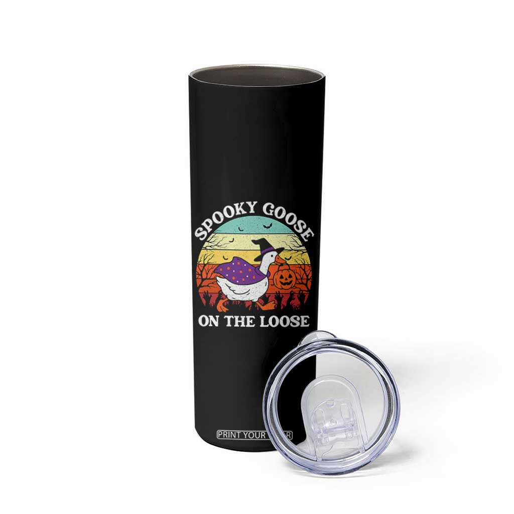 Witchy Silly Goose Skinny Tumbler Retro Girly Halloween Spooky Goose Lover TS10 Print Your Wear
