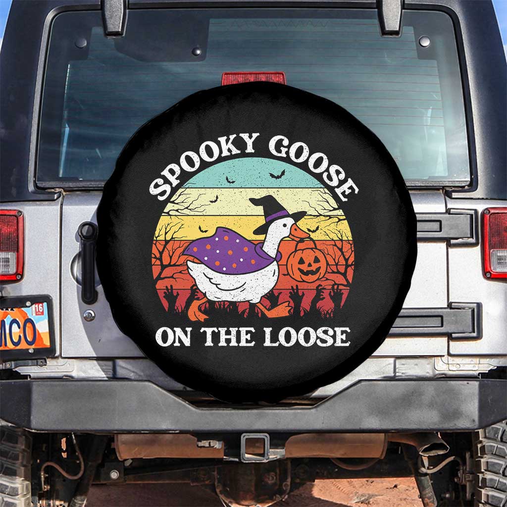 Witchy Silly Goose Spare Tire Cover Retro Girly Halloween Spooky Goose Lover TS10 No hole Black Print Your Wear
