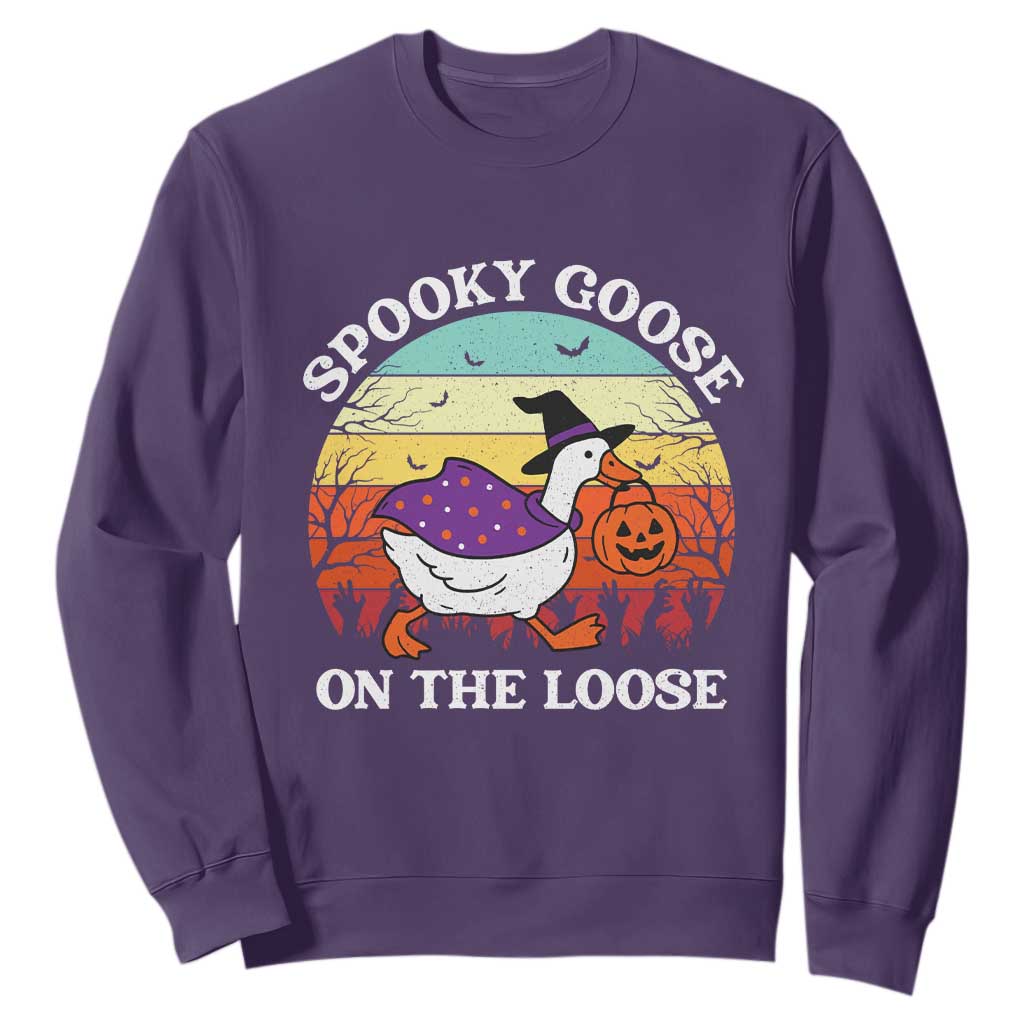 Witchy Silly Goose Sweatshirt Retro Girly Halloween Spooky Goose Lover TS10 Purple Print Your Wear