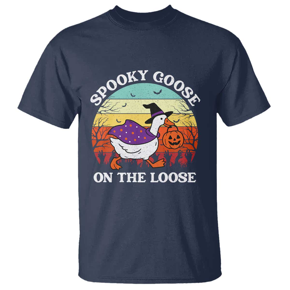 Witchy Silly Goose T Shirt Retro Girly Halloween Spooky Goose Lover TS10 Navy Print Your Wear