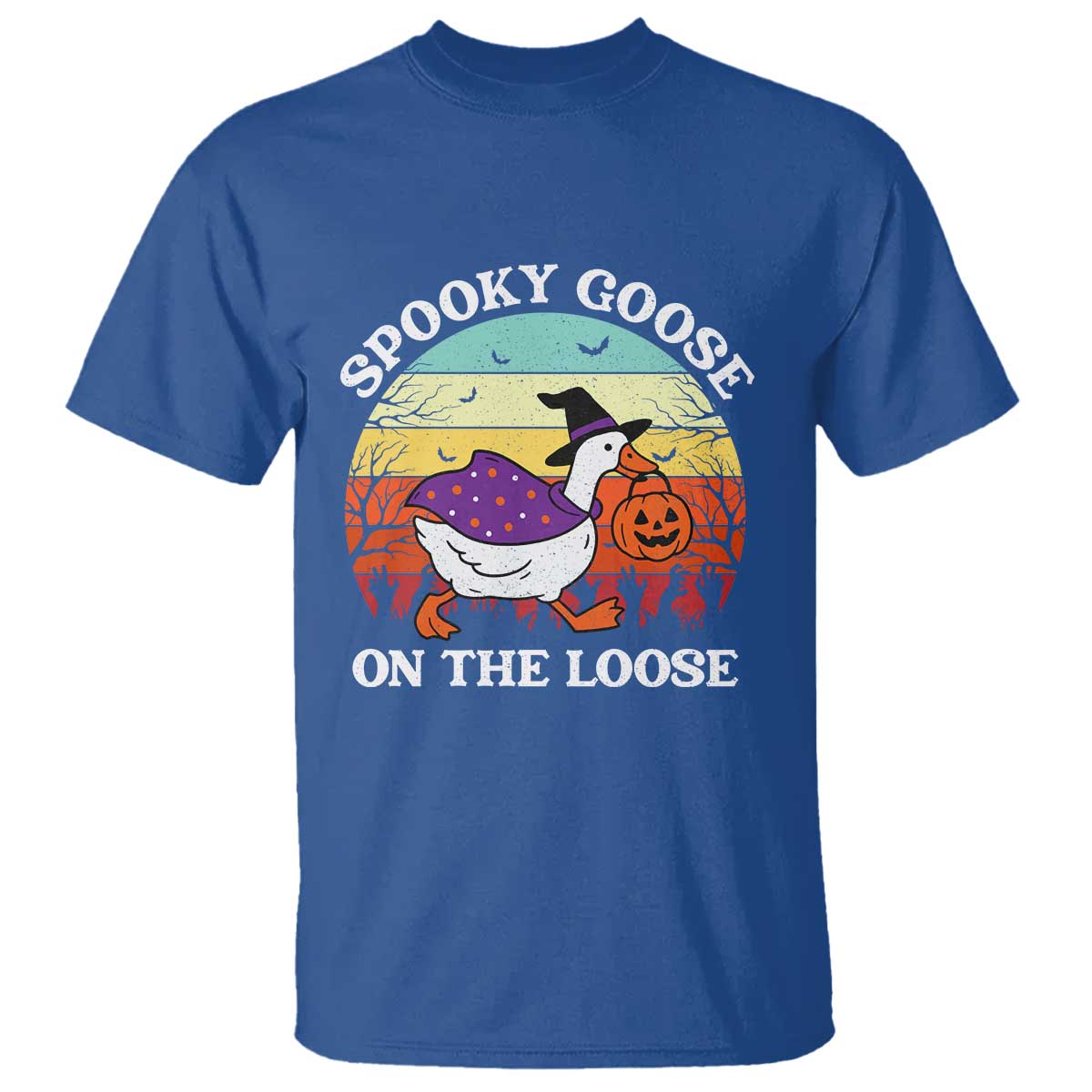 Witchy Silly Goose T Shirt Retro Girly Halloween Spooky Goose Lover TS10 Royal Blue Print Your Wear