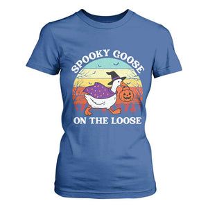 Witchy Silly Goose T Shirt For Women Retro Girly Halloween Spooky Goose Lover TS10 Royal Blue Print Your Wear