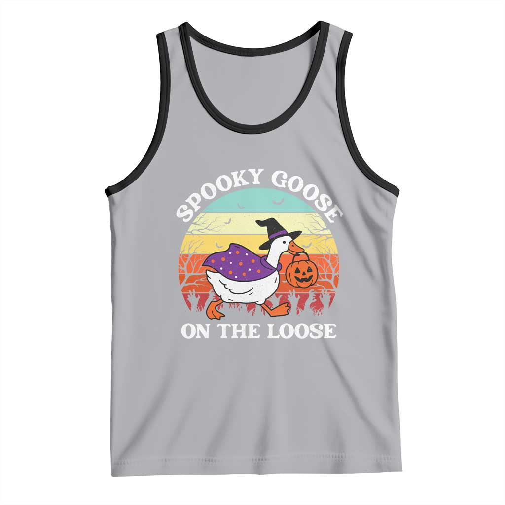 Witchy Silly Goose Tank Top Retro Girly Halloween Spooky Goose Lover TS10 Athletic Heather Black Print Your Wear