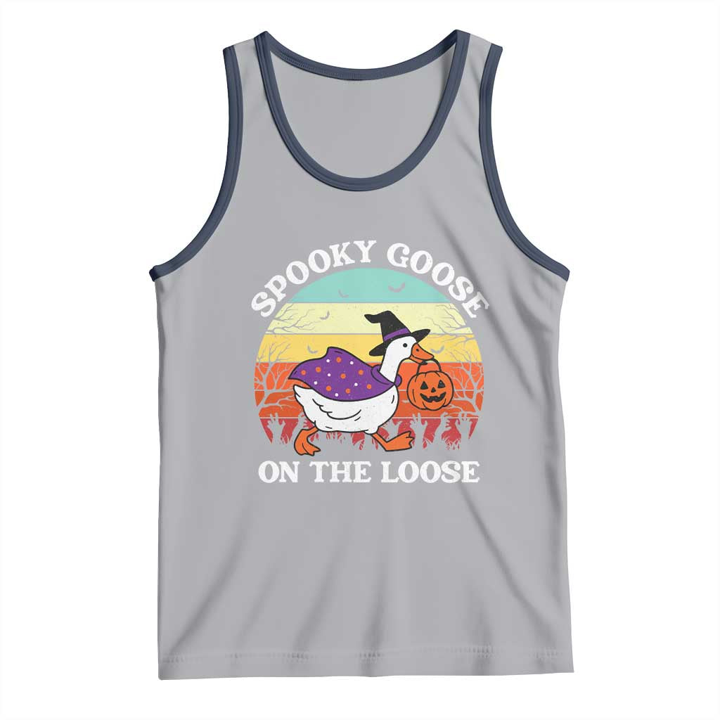 Witchy Silly Goose Tank Top Retro Girly Halloween Spooky Goose Lover TS10 Athletic Heather Navy Print Your Wear