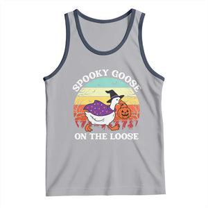 Witchy Silly Goose Tank Top Retro Girly Halloween Spooky Goose Lover TS10 Athletic Heather Navy Print Your Wear