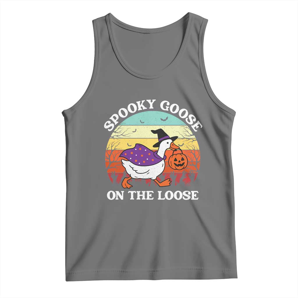 Witchy Silly Goose Tank Top Retro Girly Halloween Spooky Goose Lover TS10 Black Heather Print Your Wear