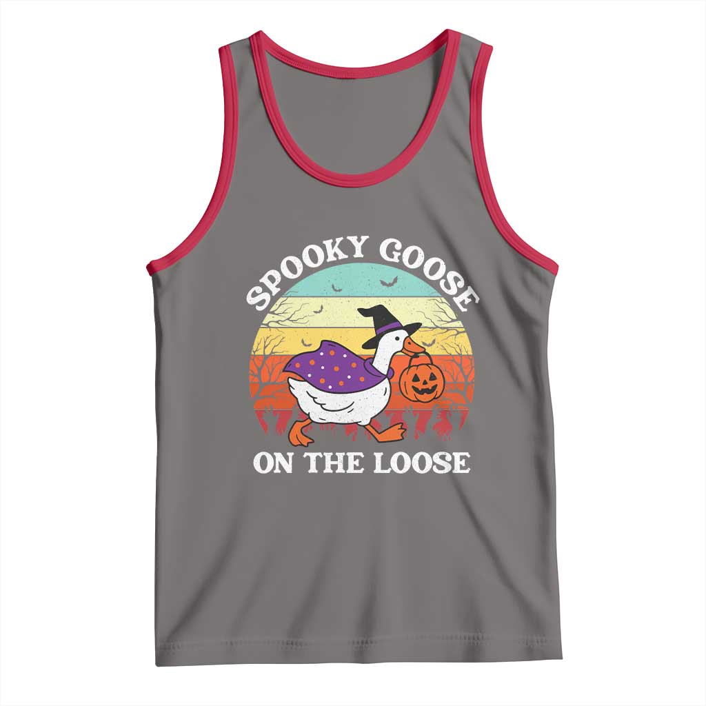 Witchy Silly Goose Tank Top Retro Girly Halloween Spooky Goose Lover TS10 Deep Heather Red Print Your Wear
