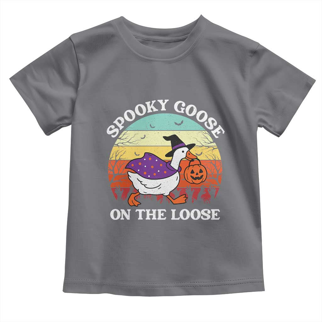 Witchy Silly Goose Toddler T Shirt Retro Girly Halloween Spooky Goose Lover TS10 Charcoal Print Your Wear