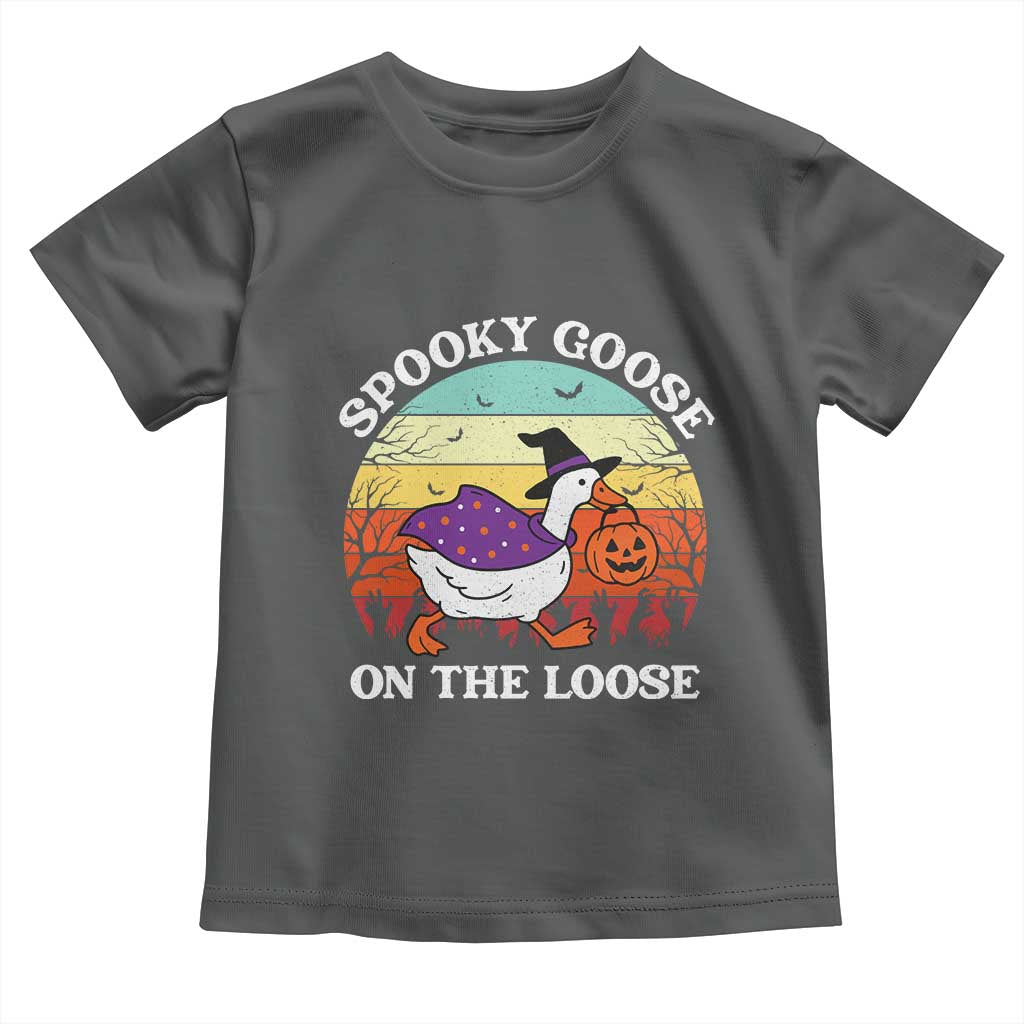 Witchy Silly Goose Toddler T Shirt Retro Girly Halloween Spooky Goose Lover TS10 Dark Heather Print Your Wear
