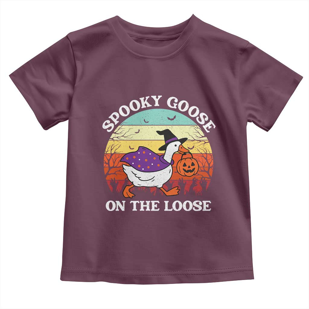 Witchy Silly Goose Toddler T Shirt Retro Girly Halloween Spooky Goose Lover TS10 Maroon Print Your Wear