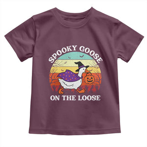 Witchy Silly Goose Toddler T Shirt Retro Girly Halloween Spooky Goose Lover TS10 Maroon Print Your Wear