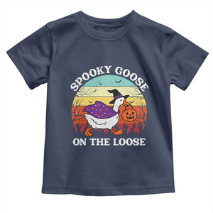 Witchy Silly Goose Toddler T Shirt Retro Girly Halloween Spooky Goose Lover TS10 Navy Print Your Wear