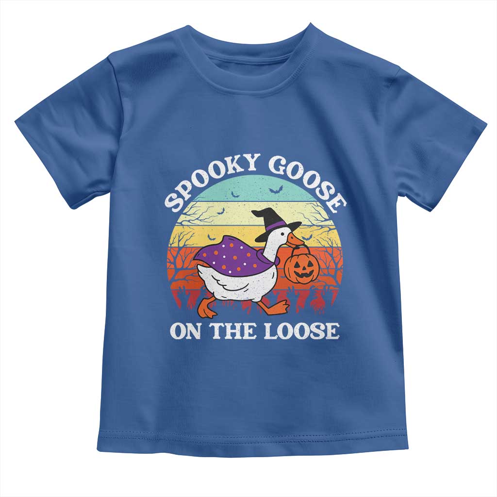 Witchy Silly Goose Toddler T Shirt Retro Girly Halloween Spooky Goose Lover TS10 Royal Blue Print Your Wear