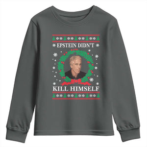 Funny Ugly Christmas Youth Sweatshirt Epstein Didnt Kill Himself TS10 Dark Heather Print Your Wear