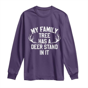 Hunting Long Sleeve Shirt My Family Tree Has A Deer Stand In It TS10 Purple Print Your Wear