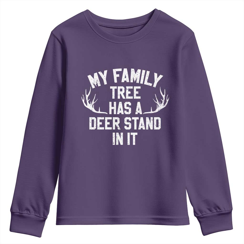 Hunting Youth Sweatshirt My Family Tree Has A Deer Stand In It TS10 Purple Print Your Wear