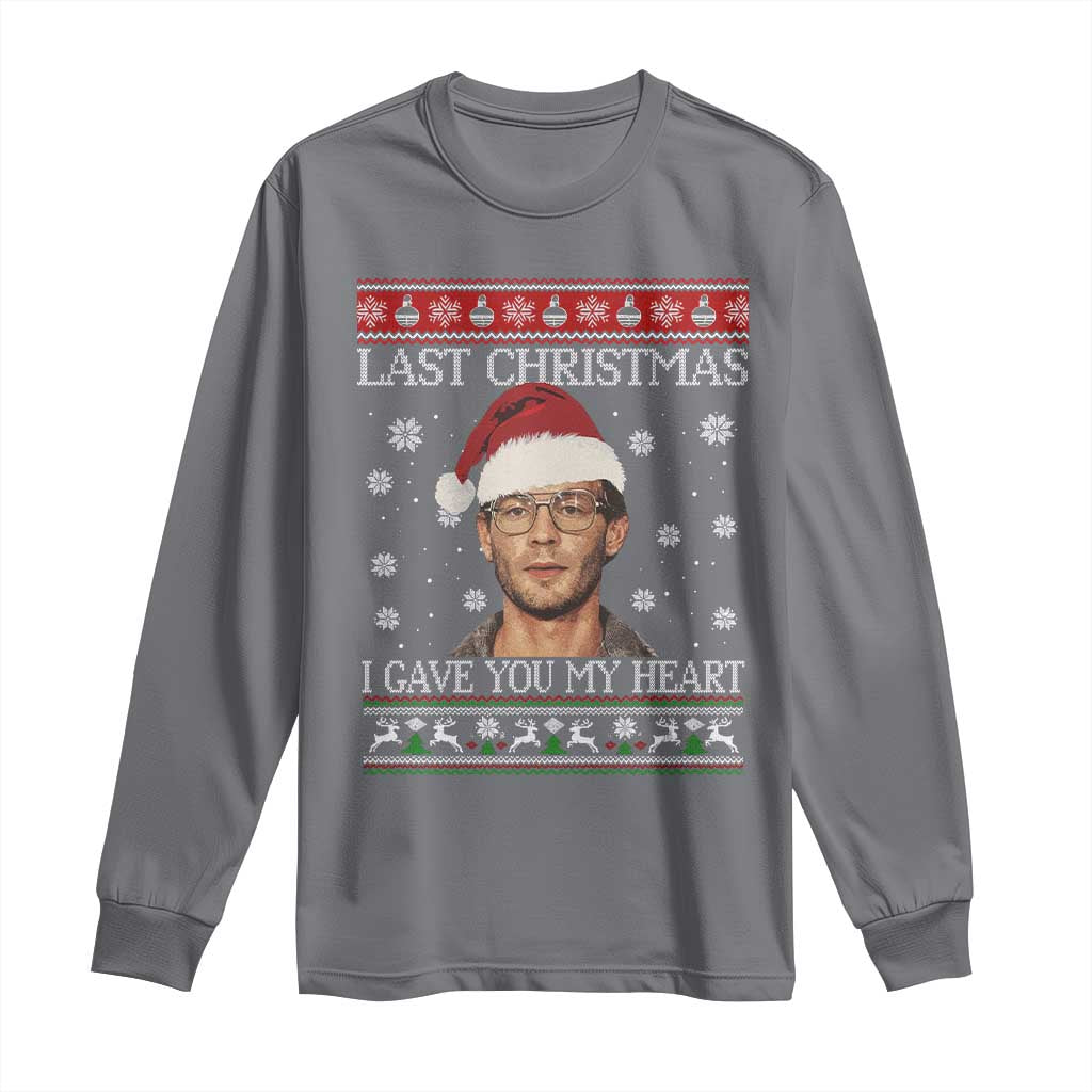 Christmas Jeffrey Dahmer Long Sleeve Shirt True Crime I Gave You My Heart Christmas TS10 Charcoal Print Your Wear
