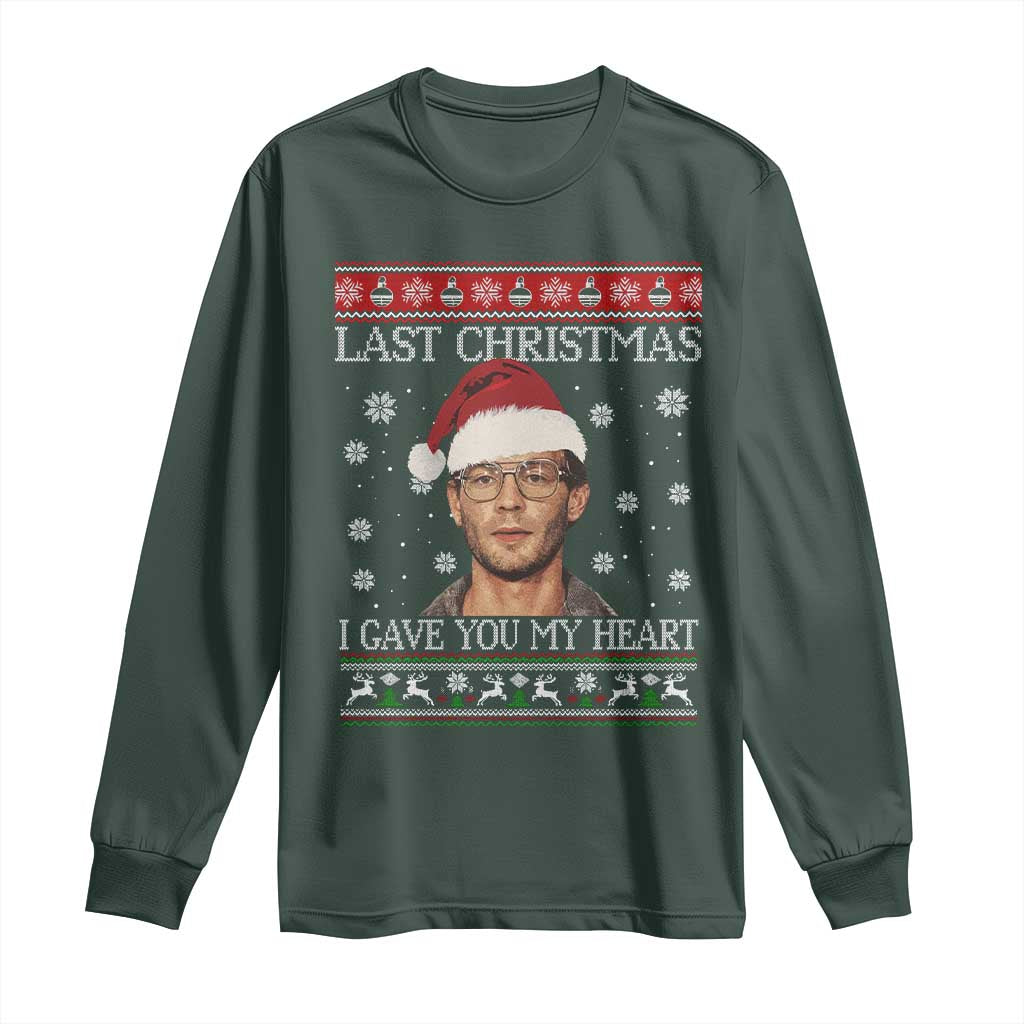 Christmas Jeffrey Dahmer Long Sleeve Shirt True Crime I Gave You My Heart Christmas TS10 Dark Forest Green Print Your Wear