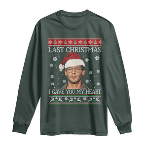 Christmas Jeffrey Dahmer Long Sleeve Shirt True Crime I Gave You My Heart Christmas TS10 Dark Forest Green Print Your Wear