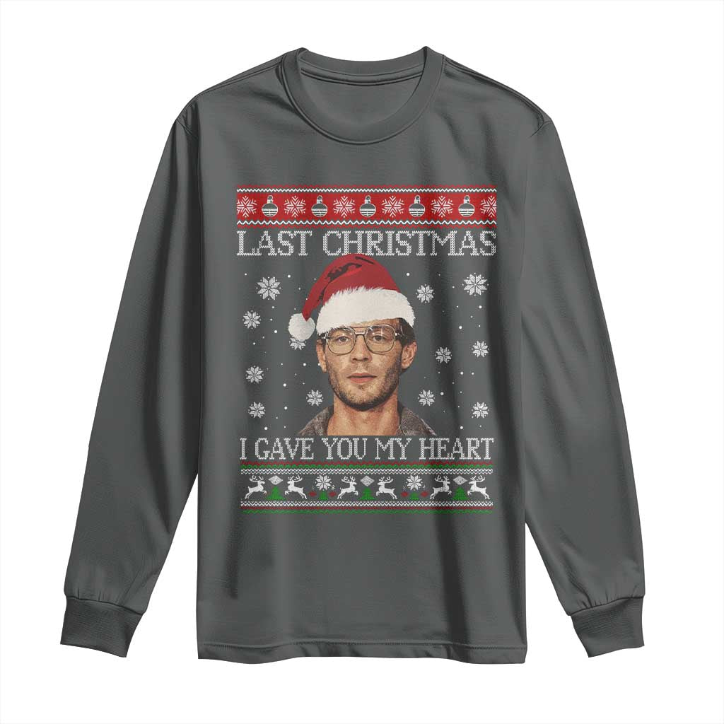 Christmas Jeffrey Dahmer Long Sleeve Shirt True Crime I Gave You My Heart Christmas TS10 Dark Heather Print Your Wear