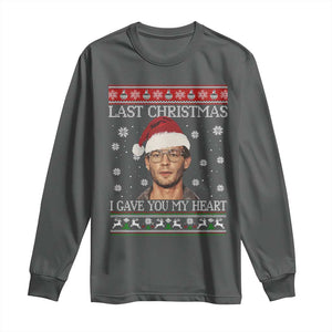 Christmas Jeffrey Dahmer Long Sleeve Shirt True Crime I Gave You My Heart Christmas TS10 Dark Heather Print Your Wear