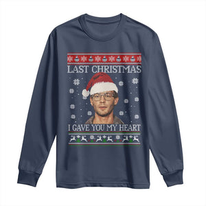 Christmas Jeffrey Dahmer Long Sleeve Shirt True Crime I Gave You My Heart Christmas TS10 Navy Print Your Wear
