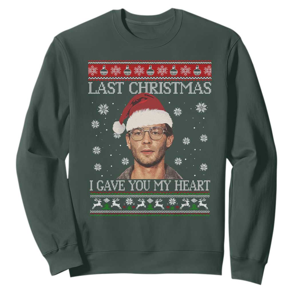Christmas Jeffrey Dahmer Sweatshirt True Crime I Gave You My Heart Christmas TS10 Dark Forest Green Print Your Wear