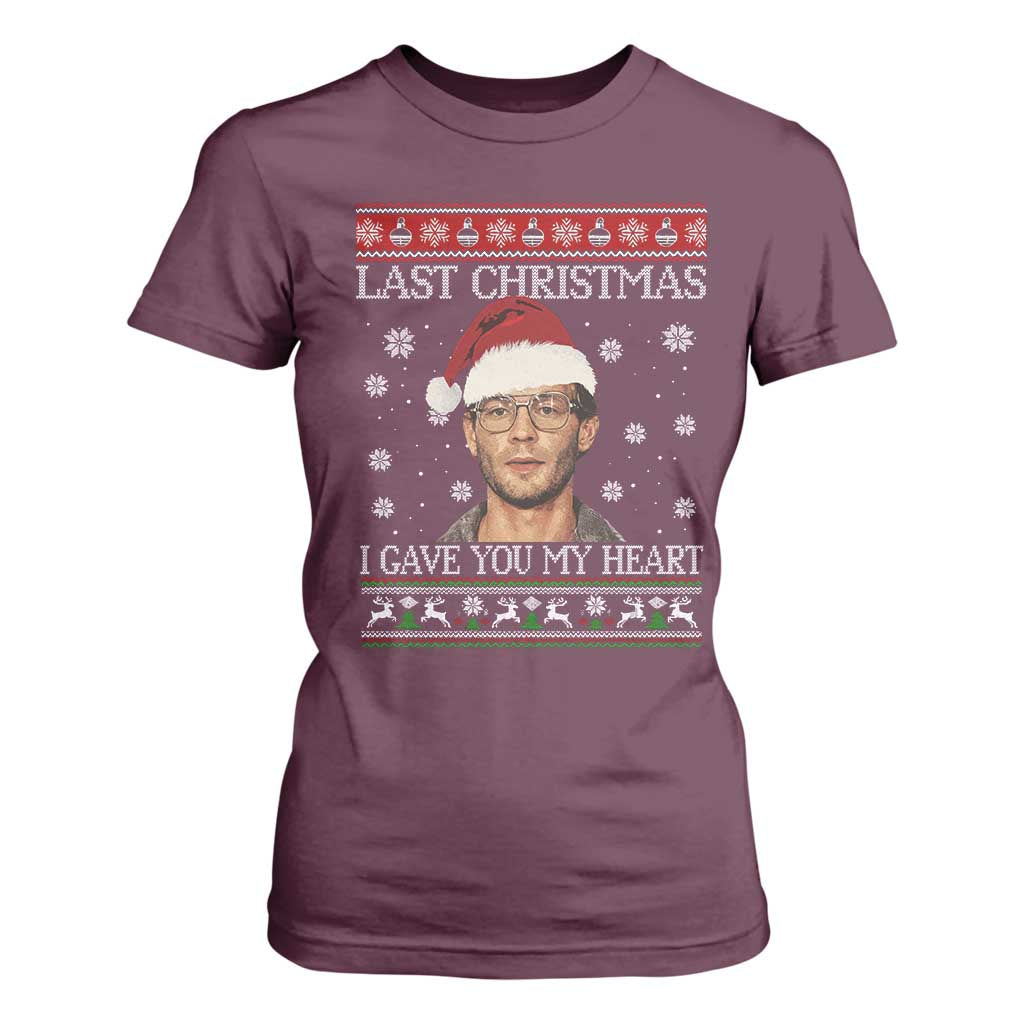 Christmas Jeffrey Dahmer T Shirt For Women True Crime I Gave You My Heart Christmas TS10 Maroon Print Your Wear