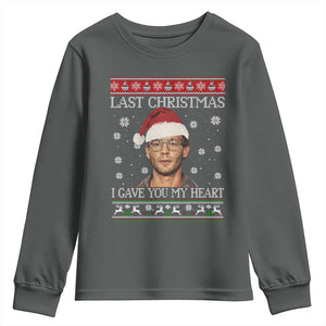 Christmas Jeffrey Dahmer Youth Sweatshirt True Crime I Gave You My Heart Christmas TS10 Dark Heather Print Your Wear