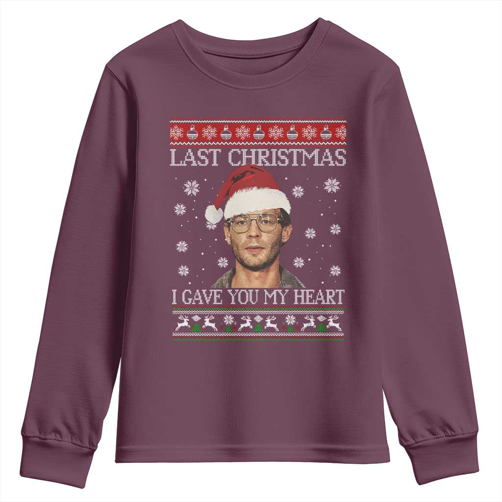 Christmas Jeffrey Dahmer Youth Sweatshirt True Crime I Gave You My Heart Christmas TS10 Maroon Print Your Wear