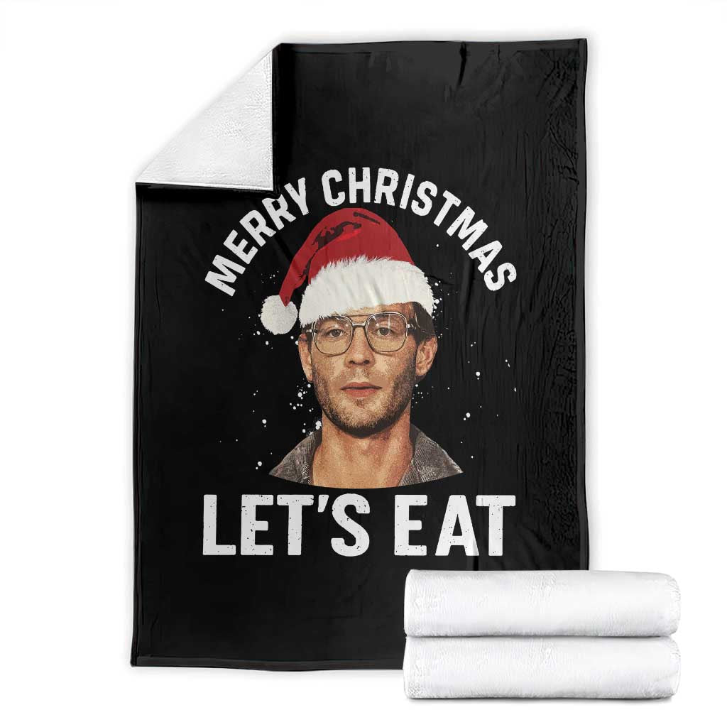 True Crime Ugly Christmas Throw Blanket Funny Jeffrey Dahmer Merry Xmas Lets Eat TS10 Black Print Your Wear