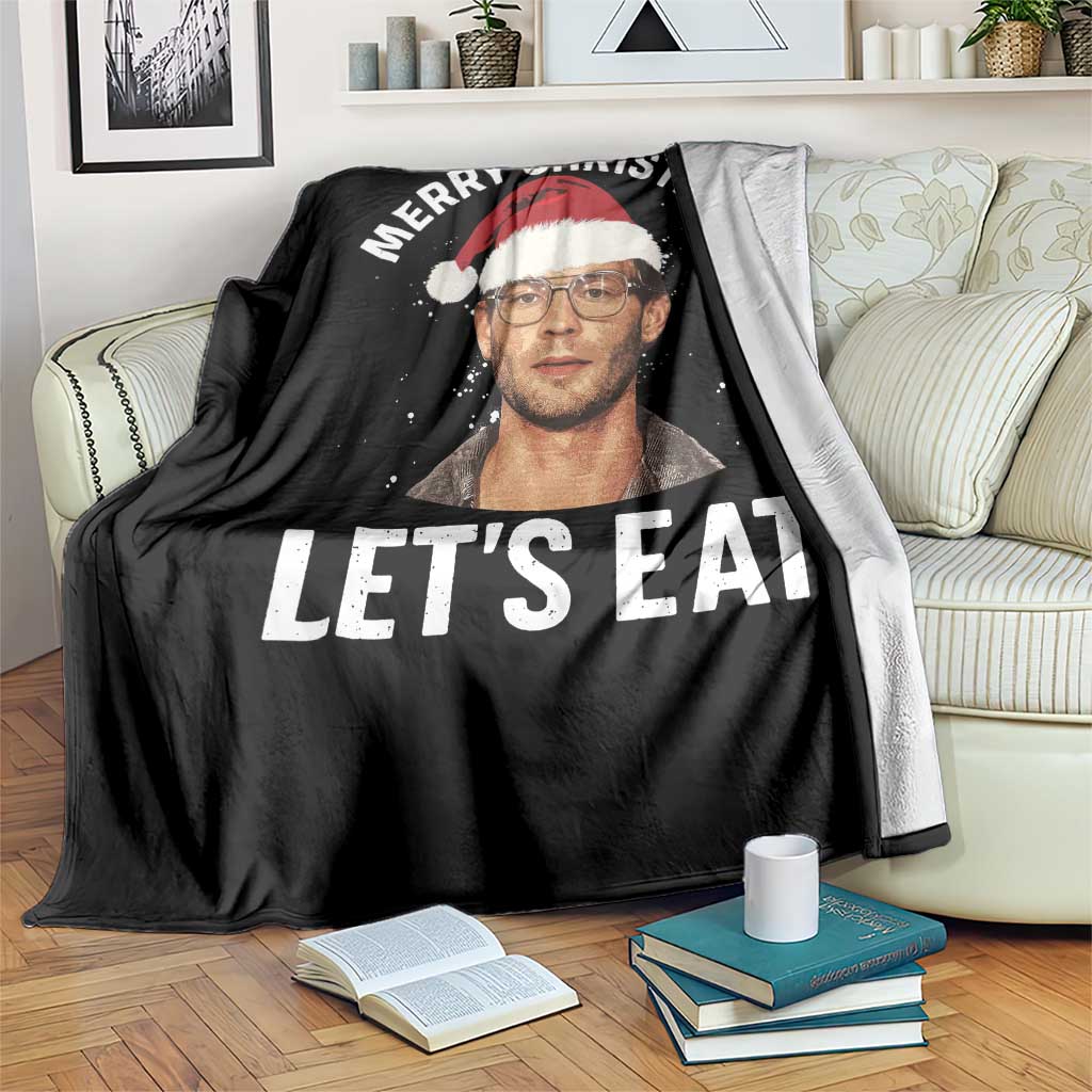 True Crime Ugly Christmas Throw Blanket Funny Jeffrey Dahmer Merry Xmas Lets Eat TS10 Print Your Wear