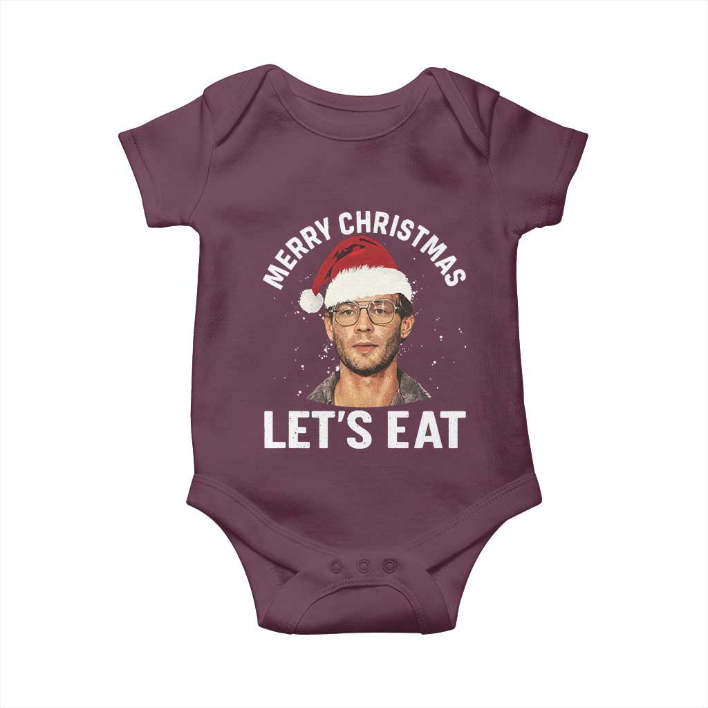 True Crime Ugly Christmas Baby Onesie Funny Jeffrey Dahmer Merry Xmas Lets Eat TS10 Maroon Print Your Wear