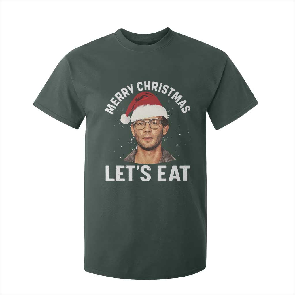True Crime Ugly Christmas T Shirt For Kid Funny Jeffrey Dahmer Merry Xmas Lets Eat TS10 Dark Forest Green Print Your Wear