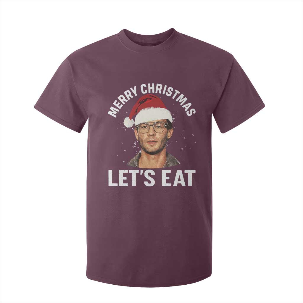 True Crime Ugly Christmas T Shirt For Kid Funny Jeffrey Dahmer Merry Xmas Lets Eat TS10 Maroon Print Your Wear