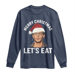 True Crime Ugly Christmas Long Sleeve Shirt Funny Jeffrey Dahmer Merry Xmas Lets Eat TS10 Navy Print Your Wear