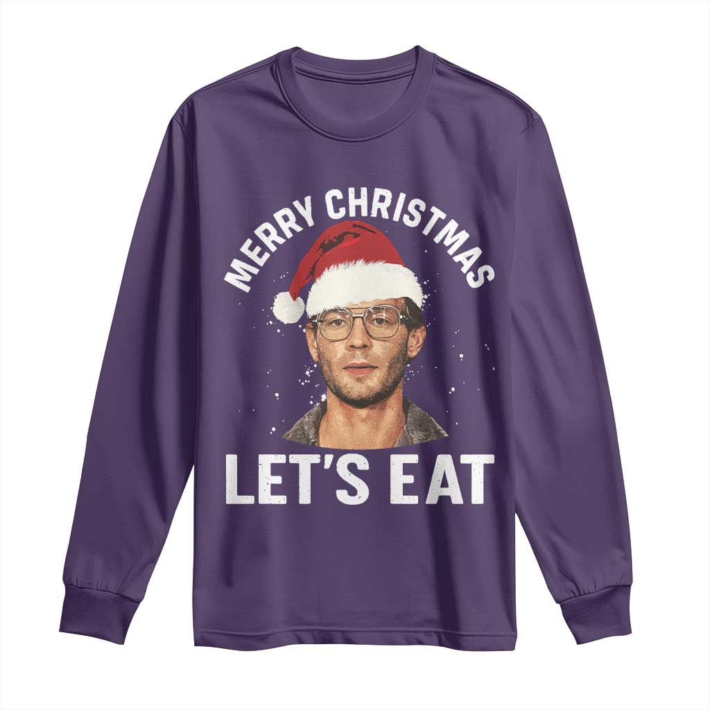 True Crime Ugly Christmas Long Sleeve Shirt Funny Jeffrey Dahmer Merry Xmas Lets Eat TS10 Purple Print Your Wear