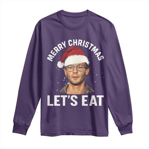 True Crime Ugly Christmas Long Sleeve Shirt Funny Jeffrey Dahmer Merry Xmas Lets Eat TS10 Purple Print Your Wear