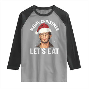 True Crime Ugly Christmas Raglan Shirt Funny Jeffrey Dahmer Merry Xmas Lets Eat TS10 Sport Gray Black Print Your Wear