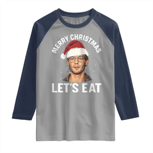 True Crime Ugly Christmas Raglan Shirt Funny Jeffrey Dahmer Merry Xmas Lets Eat TS10 Sport Gray Navy Print Your Wear