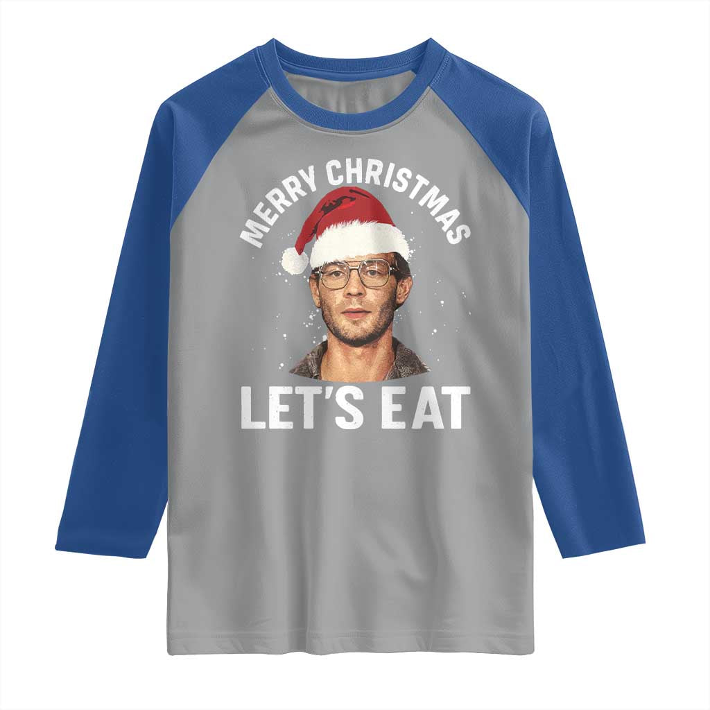 True Crime Ugly Christmas Raglan Shirt Funny Jeffrey Dahmer Merry Xmas Lets Eat TS10 Sport Gray Royal Print Your Wear