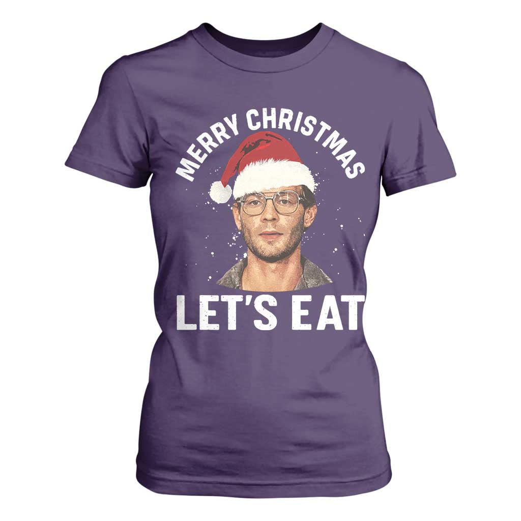 True Crime Ugly Christmas T Shirt For Women Funny Jeffrey Dahmer Merry Xmas Lets Eat TS10 Purple Print Your Wear
