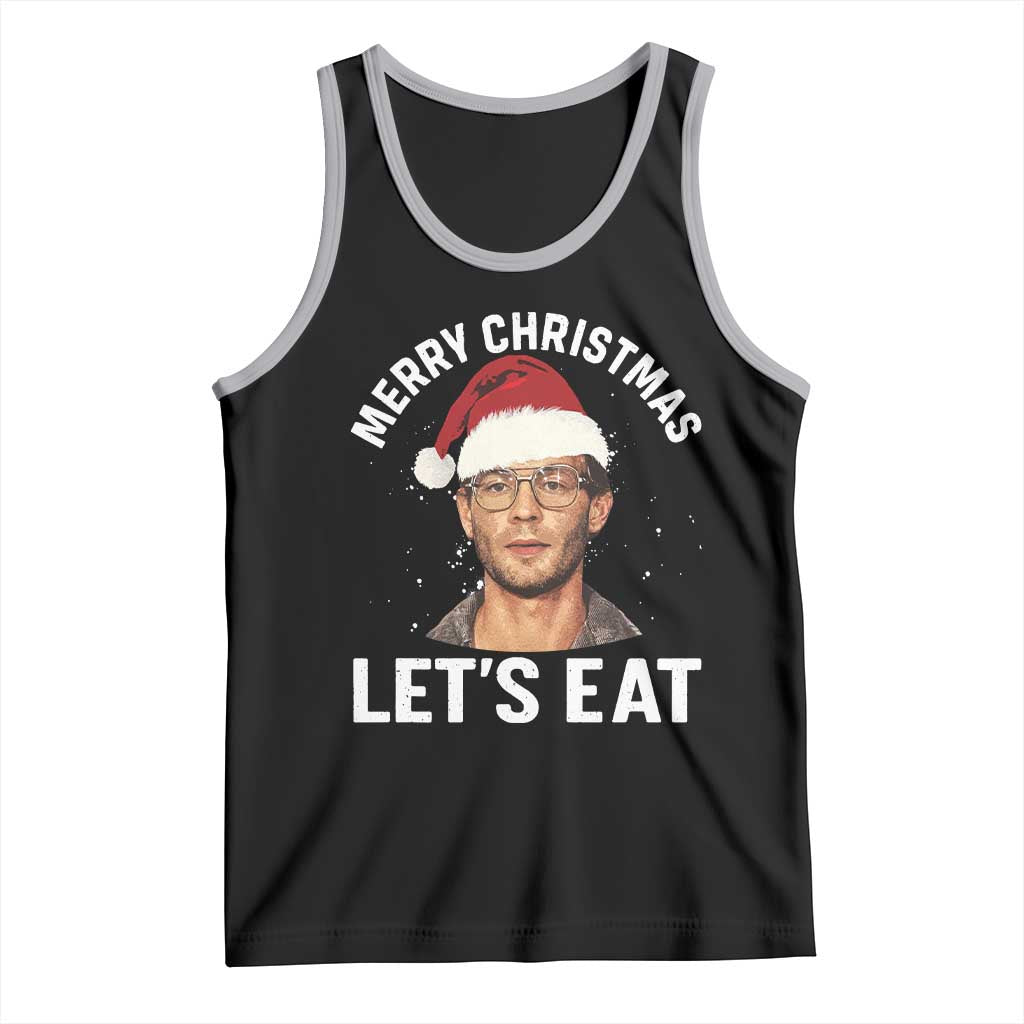 True Crime Ugly Christmas Tank Top Funny Jeffrey Dahmer Merry Xmas Lets Eat TS10 Black Athletic Heather Print Your Wear