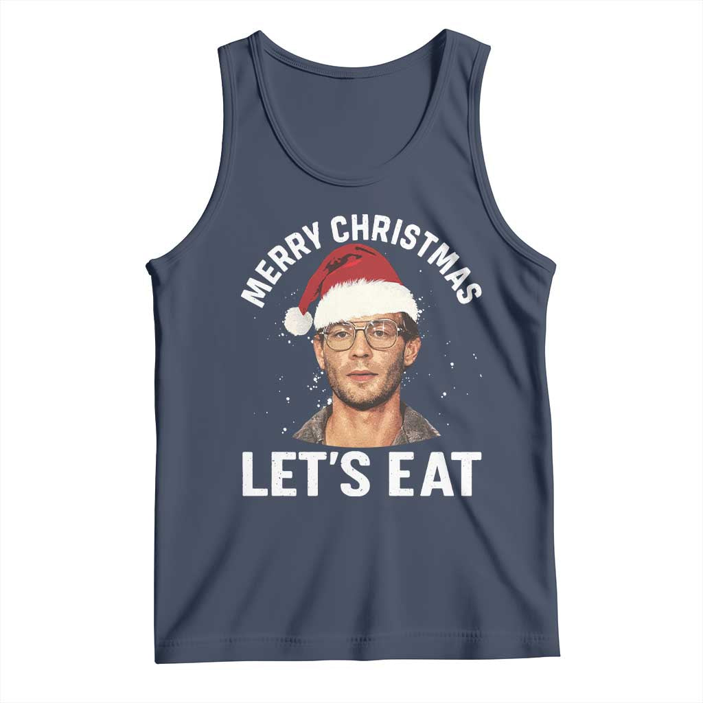 True Crime Ugly Christmas Tank Top Funny Jeffrey Dahmer Merry Xmas Lets Eat TS10 Navy Print Your Wear